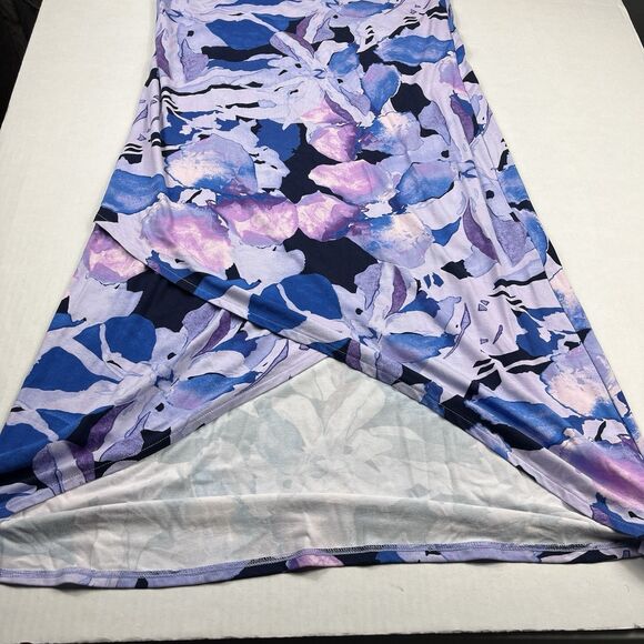 Chicos Midi Sleeveless Dress Floral Asymmetric Hem Stretchy Casual 1 MEDIUM - Picture 2 of 9